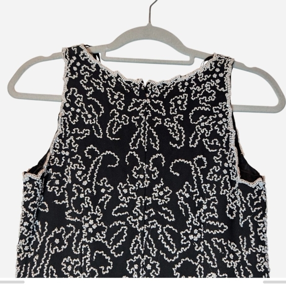 Chic Black and White Beaded Women's Blouse - Picture 4 of 10